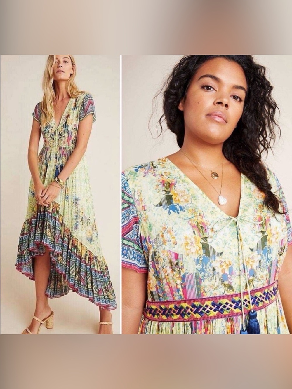 Anthropologie Bhanuni by Jyoti Adrienne Long Floral Dress Size 8